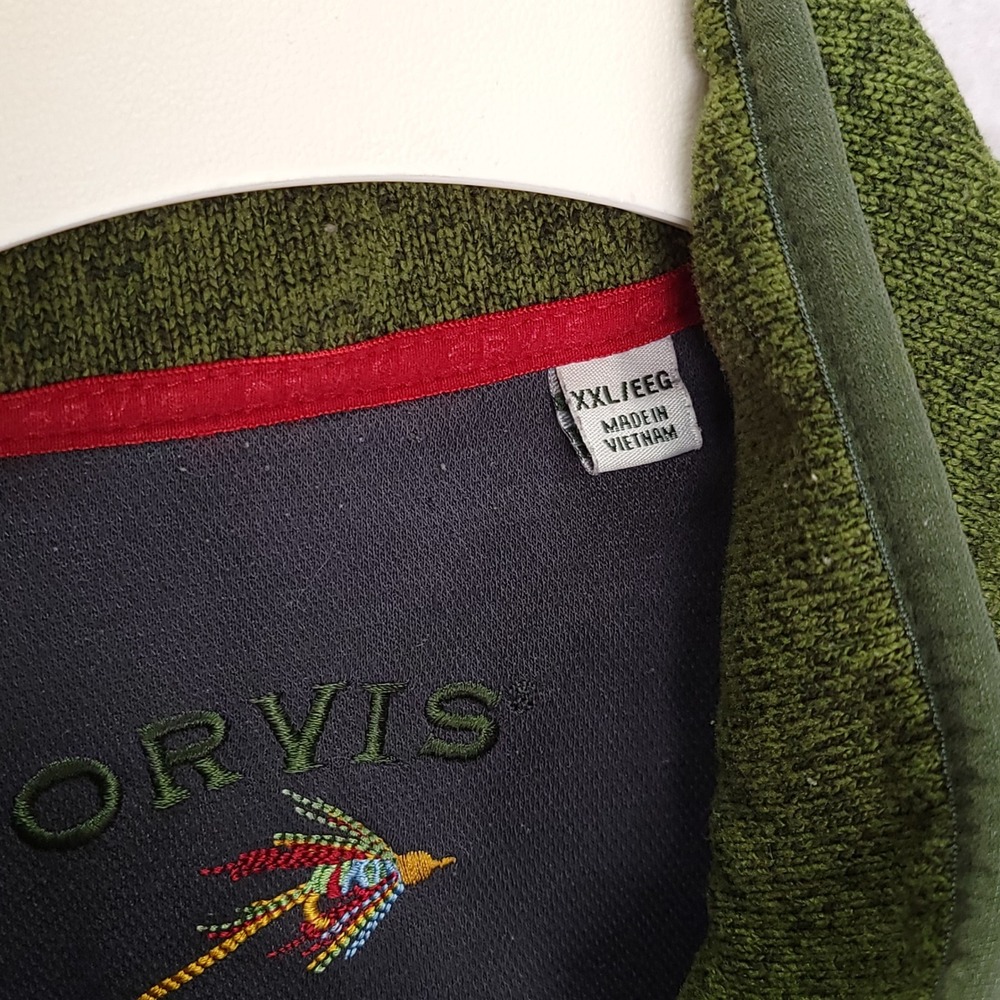 Orvis Mens XXL Green Heathered Sweater Fleece Full Zip Vest Outdoor Gorpcore - Picture 4 of 7